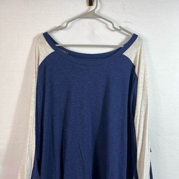 Torrid Womens Navy and Cream Slub Jersey Raglan Blouse 0637 - Picture 2 of 9